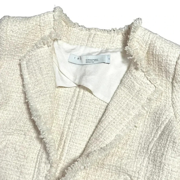 IRO Saussan  Tweed Open Front Ivory White Glitter Blazer Jacket Womens 38 - Picture 3 of 13